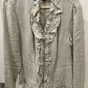 INC International Concepts Cream Ruffled Blazer